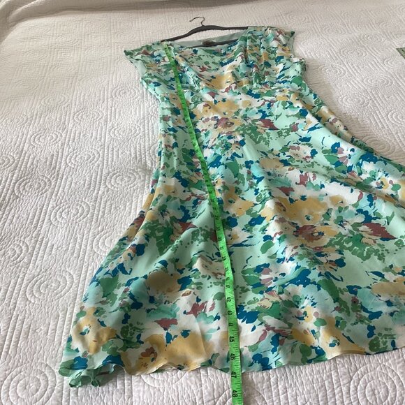 Sundance Floral Midi Dress100% Silk Size P14 In Pastel Green & Multicolor Print - Picture 9 of 16